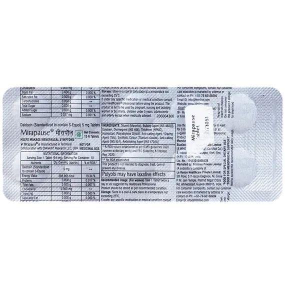 mirapause 5mg tablet 10's